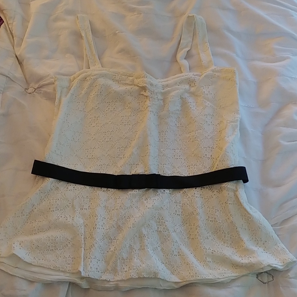 AERIE White Peplum Top